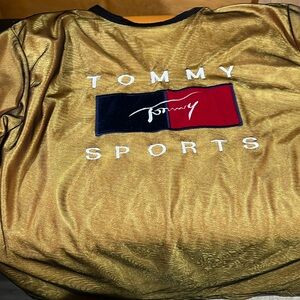 Black mesh with gold underlining Tommy sport shirt